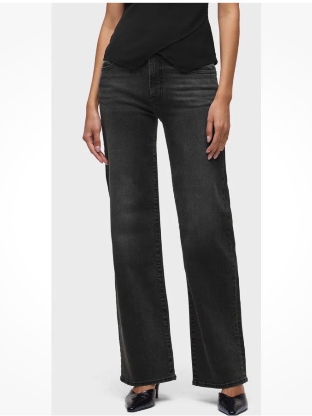Hudson Jeans Black Rosalie Primadonna Wide Leg High Rise  Womens  28 Distressed